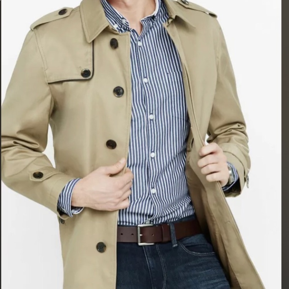 NEW EXPRESS $198 KHAKI COTTON COMMUTER TRENCH COAT JACKET SZ XL